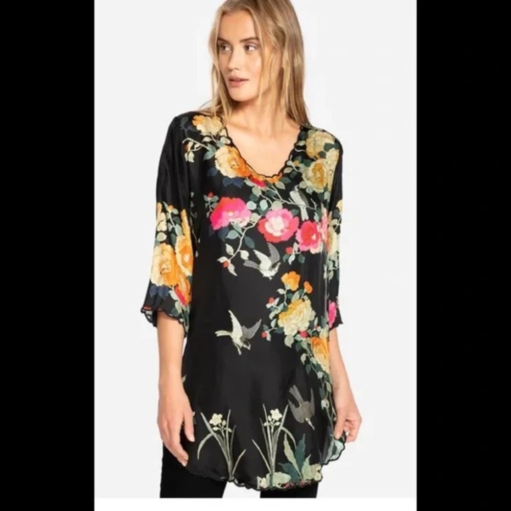 NWT Johnny Was Charlotte rose Silk twill $220 Tunic